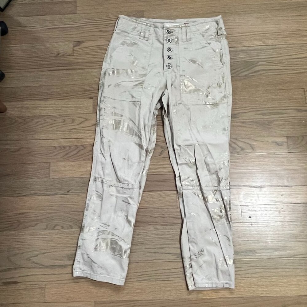 Anthropologie The Wanderer Metallic Foil Utility Pants - Size 30